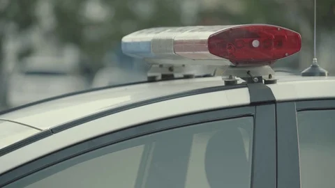 Police patrol car. Police blinking flasher Stock Footage