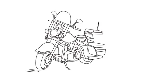 Police patrol motorcycle. Large windshield, siren components Stock Footage 326670959
