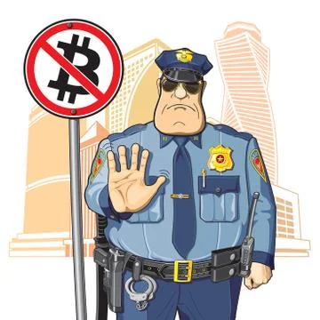Police prohibits Bitcoin Stock Illustration