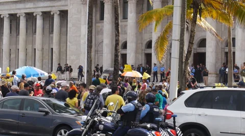 Police on protest on motorcycles Stock Footage 33690186