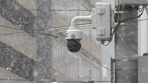 Police public safety security camera on city street in Toronto Stock Footage 247274170