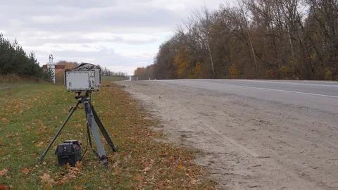 Police radar on the road Stock Footage 81833946