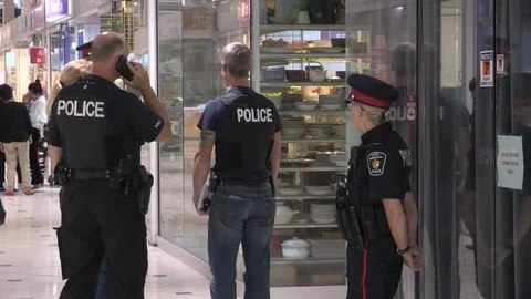 Police raid Pacific Mall stores and shops in Markham for counterfeit merchandise Stock Footage 91547869