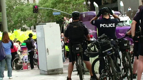 Police at Rally Stock Footage 375814