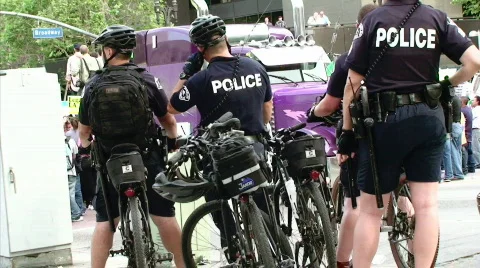 Police at Rally Stock Footage 375916