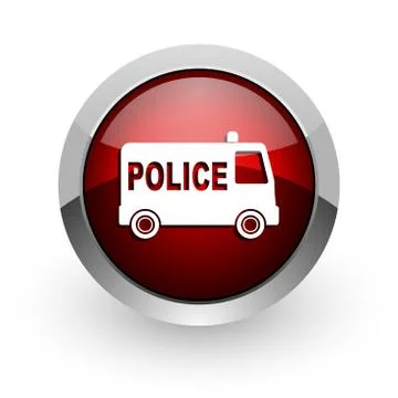 Police red circle web glossy icon. Illustrazione stock