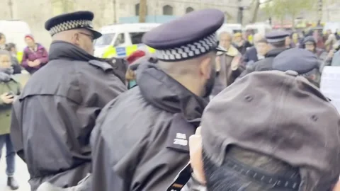 Police remove protester on first day of legal challenge against Palestine Actio Stock Footage 321820979