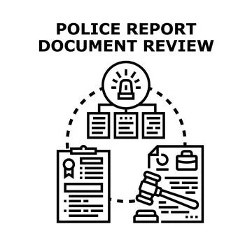 Police report document review process for legal investigation イラスト素材