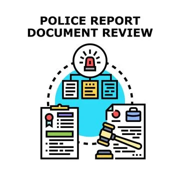 Police report document review process for legal investigation 스톡 일러스트