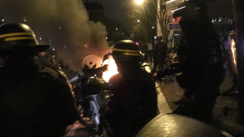 Police save scooter from fire Stock Footage 128077237