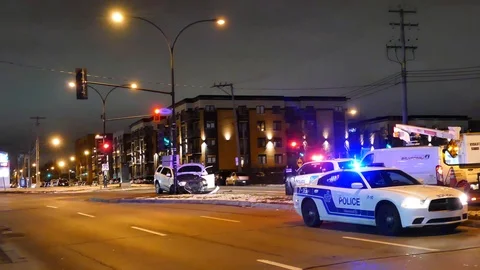 Police on-scene of car accident Stock Footage 101993563
