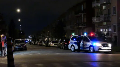 Police scene during dark night Stock Footage 116708588