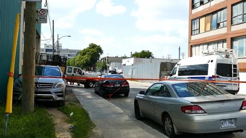 Police scene during daylight Stock Footage 115929210