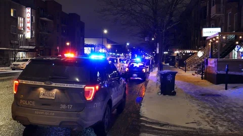 Police scene during the night Stock Footage 125552690
