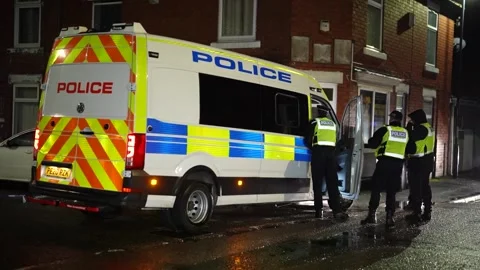 Police scene of explosives evacuation Stock Footage 322666794