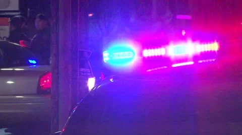 Police on the Scene at Night Stock Footage 12568634