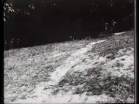 Police Sheriff chase the gang members through steep hills - 1905 Stock Footage