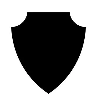 Police shield black shape. Heraldic shields blank emblems. Security vector Illustrazione stock