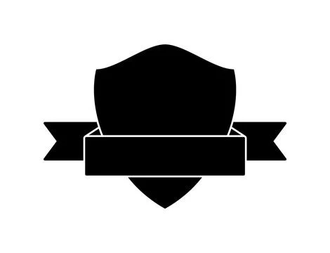 Police shield black shape. Heraldic shields blank emblems. Security vector Stock Illustration
