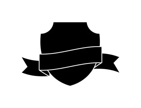 Police shield black shape. Heraldic shields blank emblems. Security vector Stock Illustration