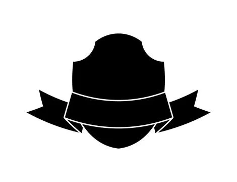 Police shield black shape. Heraldic shields blank emblems. Security vector Illustrazione stock