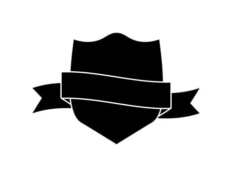Police shield black shape. Heraldic shields blank emblems. Security vector Stock Illustration