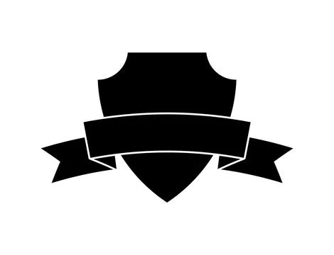 Police shield black shape. Heraldic shields blank emblems. Security vector Stock Illustration