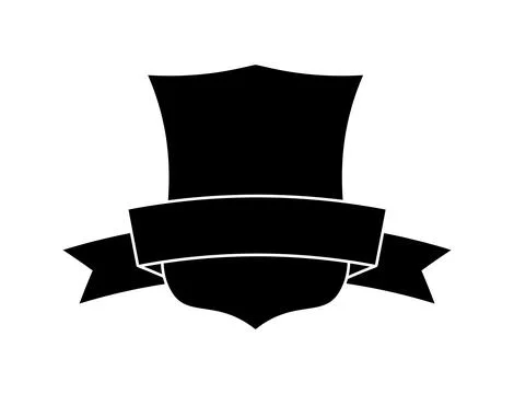 Police shield black shape. Heraldic shields blank emblems. Security vector Stock Illustration