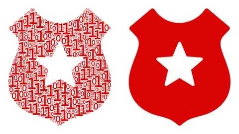 Police Shield Composition of Binary Digits Illustrazione stock