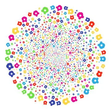 Police Shield Exploding Spheric Cluster Stock Illustration