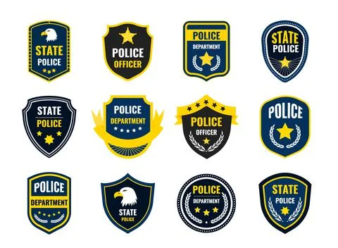 Police shield. Policeman and security department badge, government federal Stock Illustration