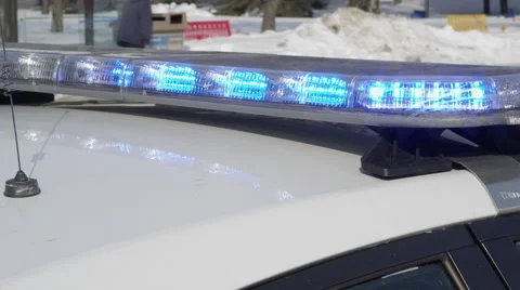 Police sirens in snowy cityscape close up Stock Footage 61351753