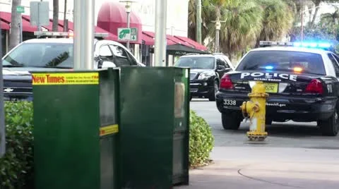 Police in South Beach Stock Footage