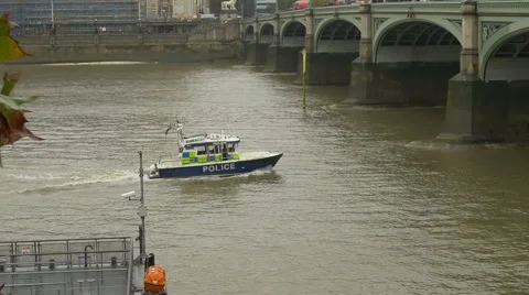Police Speed Boat on River Stock-Footage 56508563