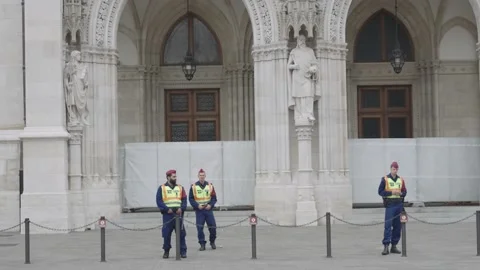 The police stand outside the building Stock Footage 197329082