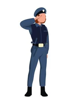 Police standing saluting Illustration