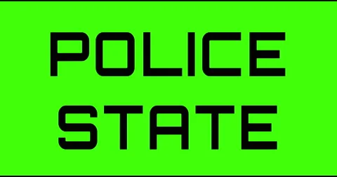 Police State text green screen, masked glitched effect. Stock Footage 132618817