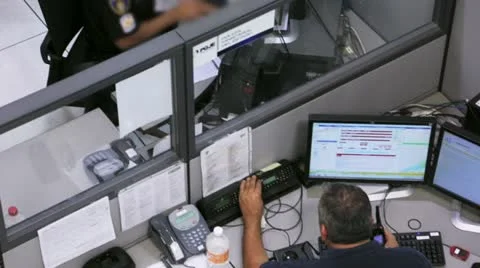 Police station 911 emergency calls Stock Footage