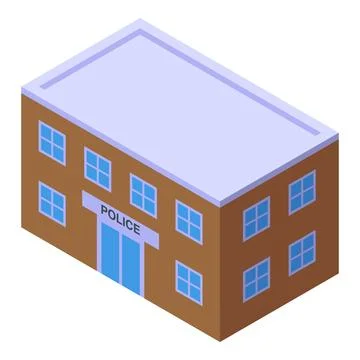 Police station building front view isometric perspective Ilustración de archivo