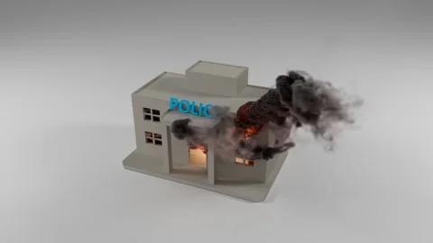 Police Station On Fire With Thick Black Smoke Stock Footage 334979553
