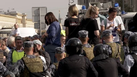 Police surrounded crowd of protesters. Stock Footage 117536464