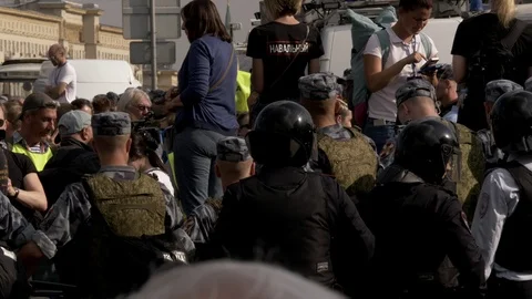 Police surrounded crowd of protesters. Stock Footage 117536546