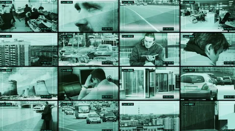 Police surveillance facility. CCTV split screen. Vídeo Stock 41632097