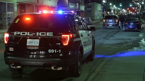 Police SUV Blocking Traffic Lanes at Crime Scene Stock Footage 104373217