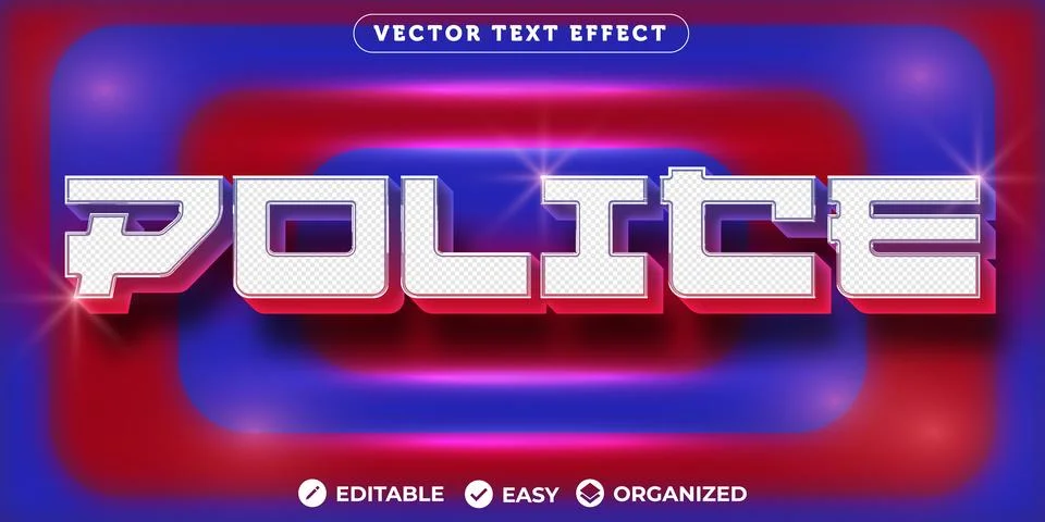 Police Text Effect,Fully Editable Font Text Effect Stock Illustration