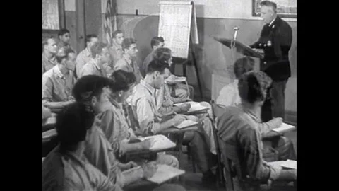 A police trainee goes through the necessary steps to become a policeman in 1951 Stock Footage 106907545
