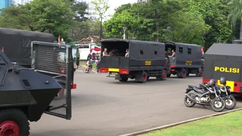 Police Trucks In A Queue Stock Footage 204845685