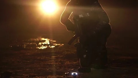 Police Using Scouting Drone in The security check Video stock 242602768