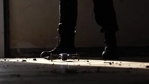 Police Using Scouting Drone in The security check Video stock 243200870