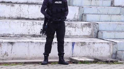 Police Using Scouting Drone in The security check Stock Footage 243203271